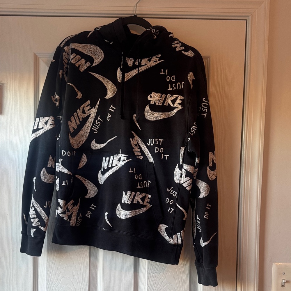 Nike Black Hoodie with White Graphic Print